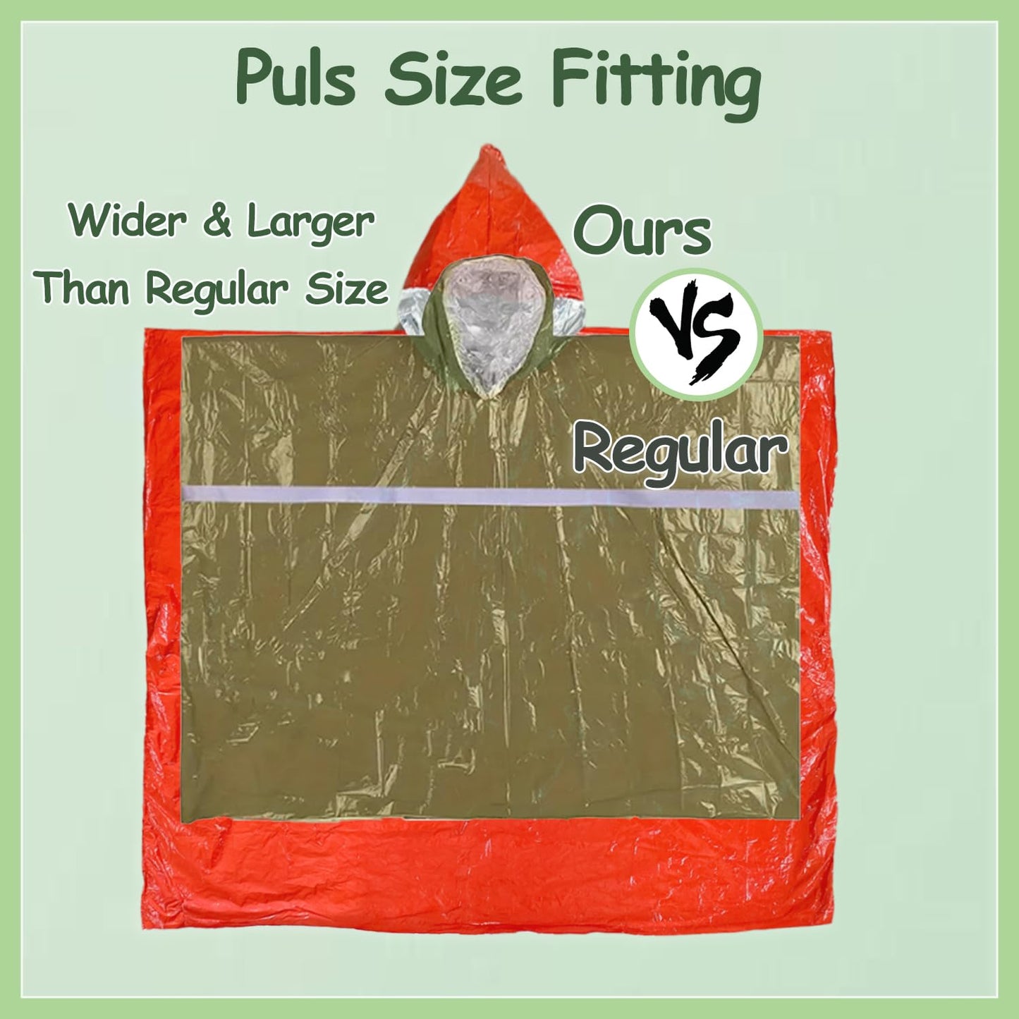 King Mills Plus Size Emergency Poncho, Mylar Poncho with Hood, Ideal Use as Emergency Blanket for Car, Mylar Emergency Blanket in Camping, Hiking, and Outdoor Activities, 8PK