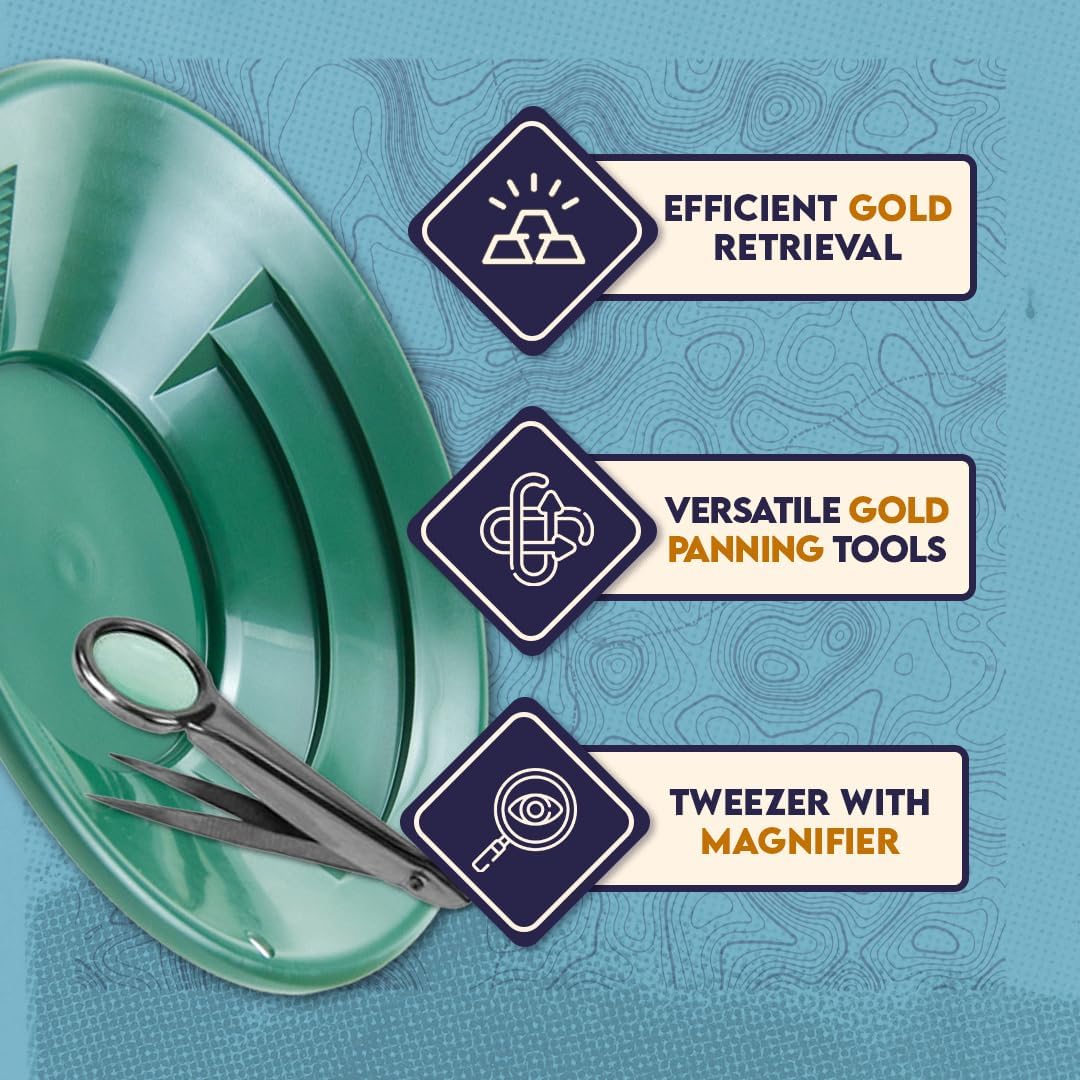 SE Gold Panning Kit - Complete Prospecting Set with Pans, Sieves, and More - Ideal for Beginners, Enthusiasts, Hobbists (GP5-KIT107)