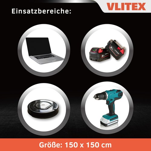 VLITEX Fire Blanket (59 x 59 in) | Engineered in Germany | Emergency & Lithium Battery Fire Suppression Blanket | Certified Fireproof Silicone & E-Fiberglass