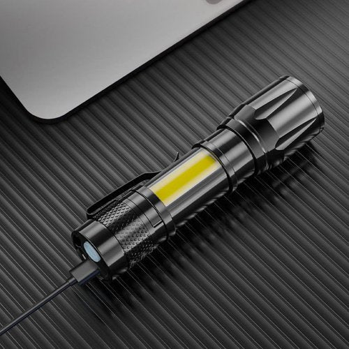 GOPLANT Mini 300 Lumens Flashlight, Small Rechargeable LED Strobing Light Super Bright, Rotate Zoom Mode, Adjustable Light 5 Modes, Outdoor Flashlight (#2)
