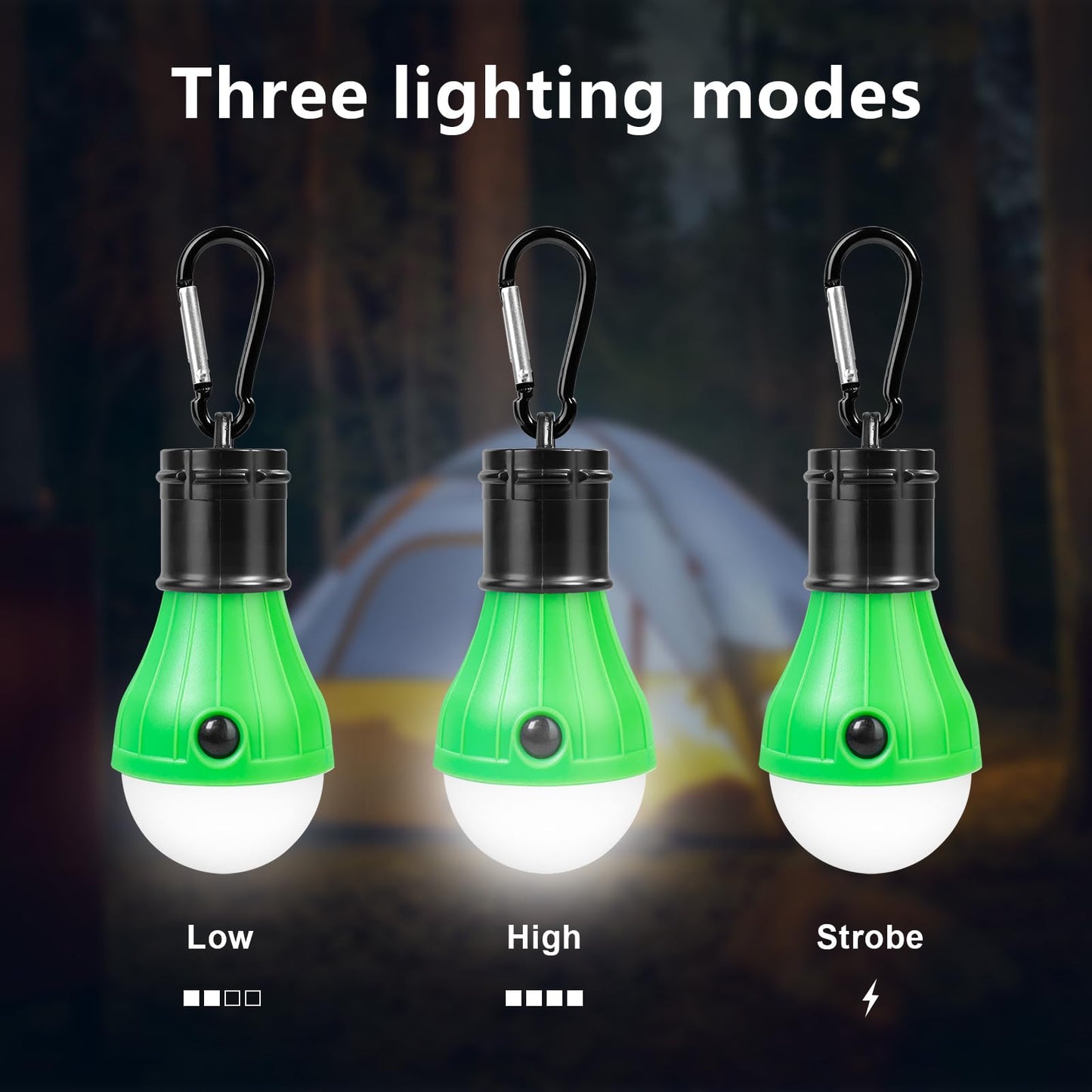 Jarxin Led Camping Lantern USB Rechargeable,Outdoor Tent Lights for Camping Hanging,Kids with Clip Hook Camping Flashlight (4 Packs Black)