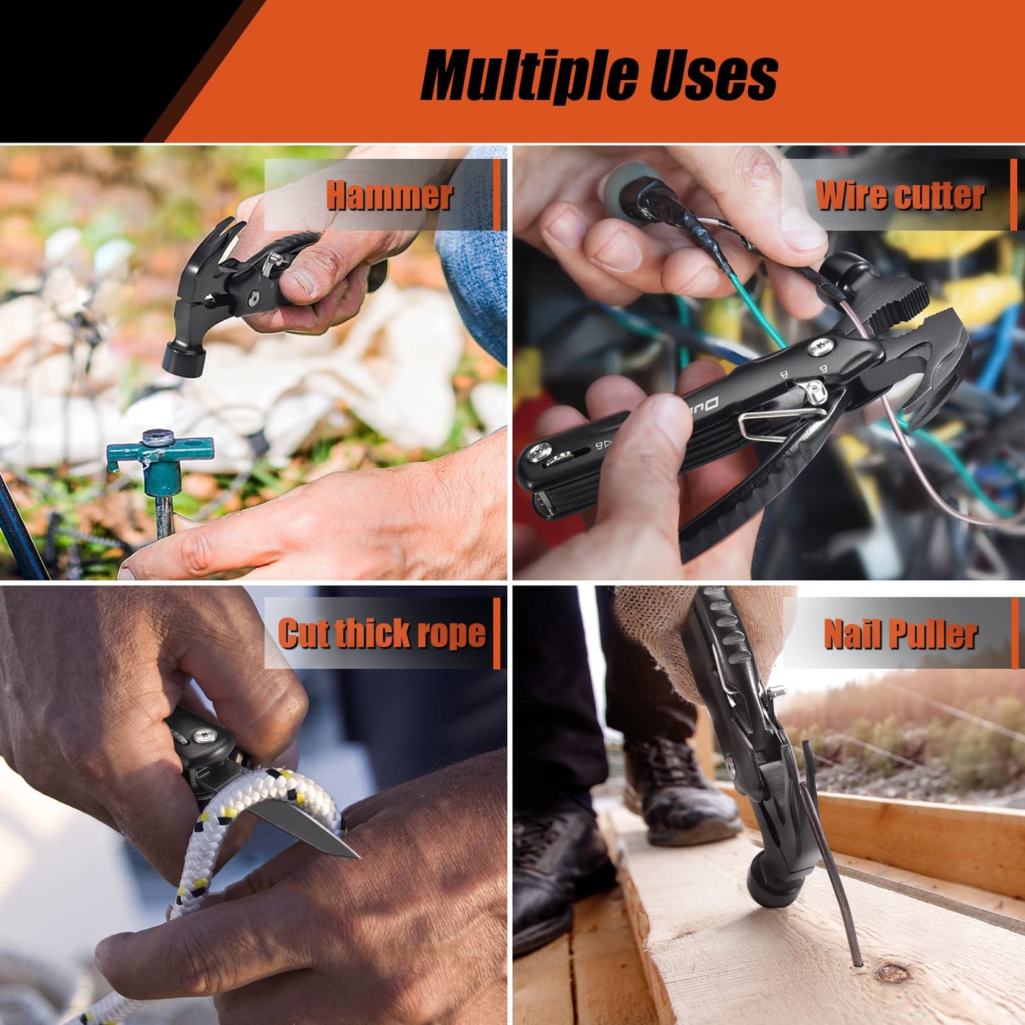 Dusor Gifts for Men 12 in 1 Hammer Multitool, Stocking Stuffers for Men, White Elephant Gifts for Adults, Gift for Dad Who Have Everything, Mens Gift for Christmas, Cool Gadgets for Boyfriend Husband