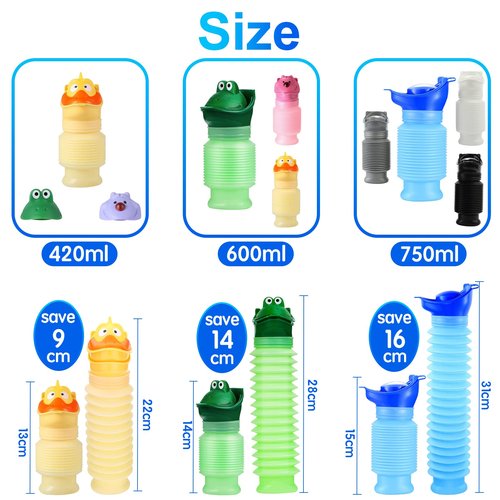 Lpluziyyds Scalable Emergency Urinal, 600ml Portable Toilet for Car, Portable Mini Outdoor Camping Travel Shrinkable Personal Mobile Toilet Potty Pee Bottle for Kids Adult