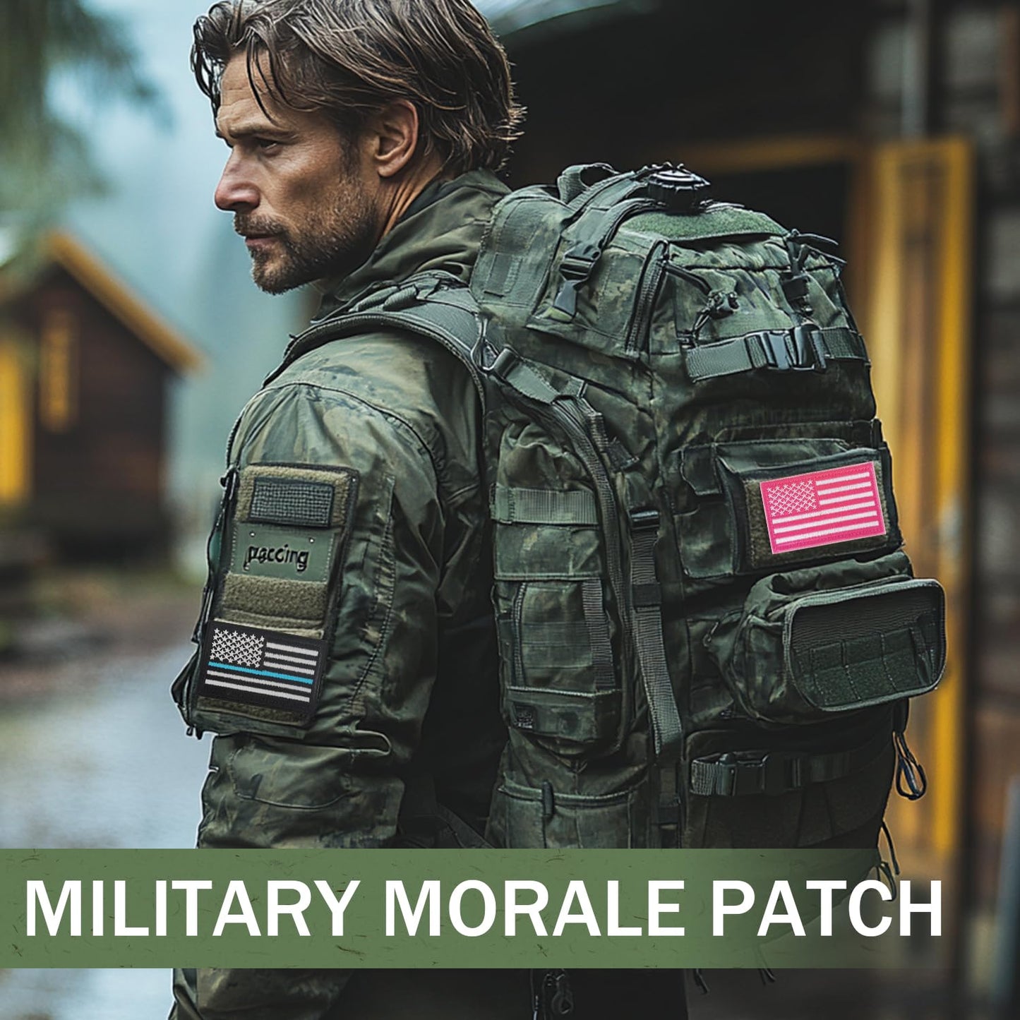 IANZE American Flag Patches, 4 Pieces Tactical USA Flag Patches, Hook & Loop Backing 4 Colors