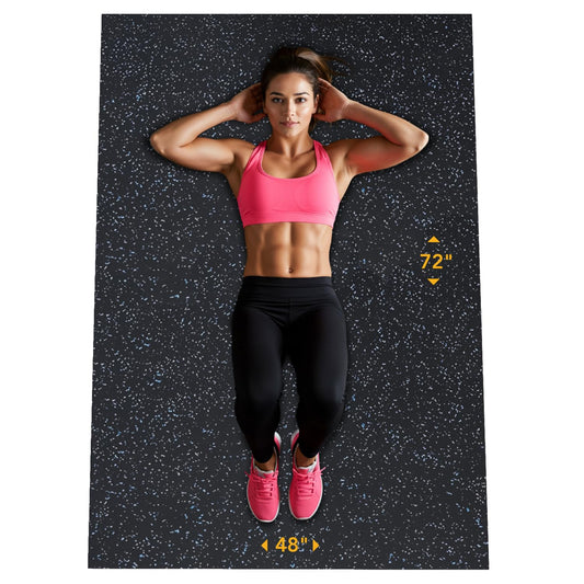 Rubber King Multi-Purpose Exercise Mat - 4' x 6' x 7mm - 100% Recycled Thick Rubber Mat for Home Gym Flooring, Non-Slip, Low-Odor Durable Workout Mat for Indoor/Outdoor, Shoe-Friendly - Blue/Grey