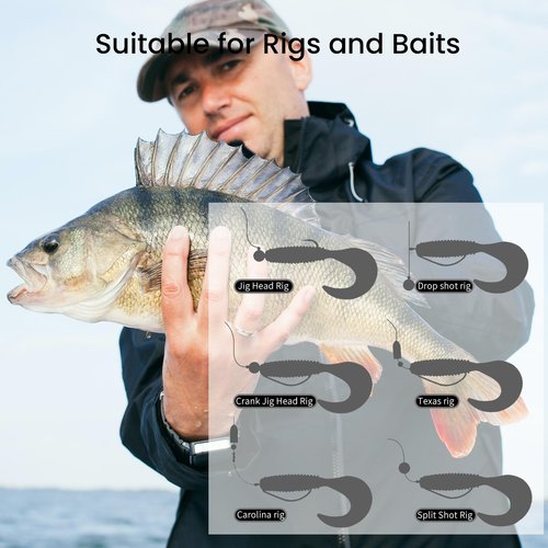 Pristis 25 Pack 3/0 EWG Worm Hooks, Reinforced High Carbon Steel Inline Strong Barbed Wide Gap Shrimp Fishing Hook Set for Saltwater Freshwater, Weedless Texas Rig Jig for Bass Walleye Muskie Catfish