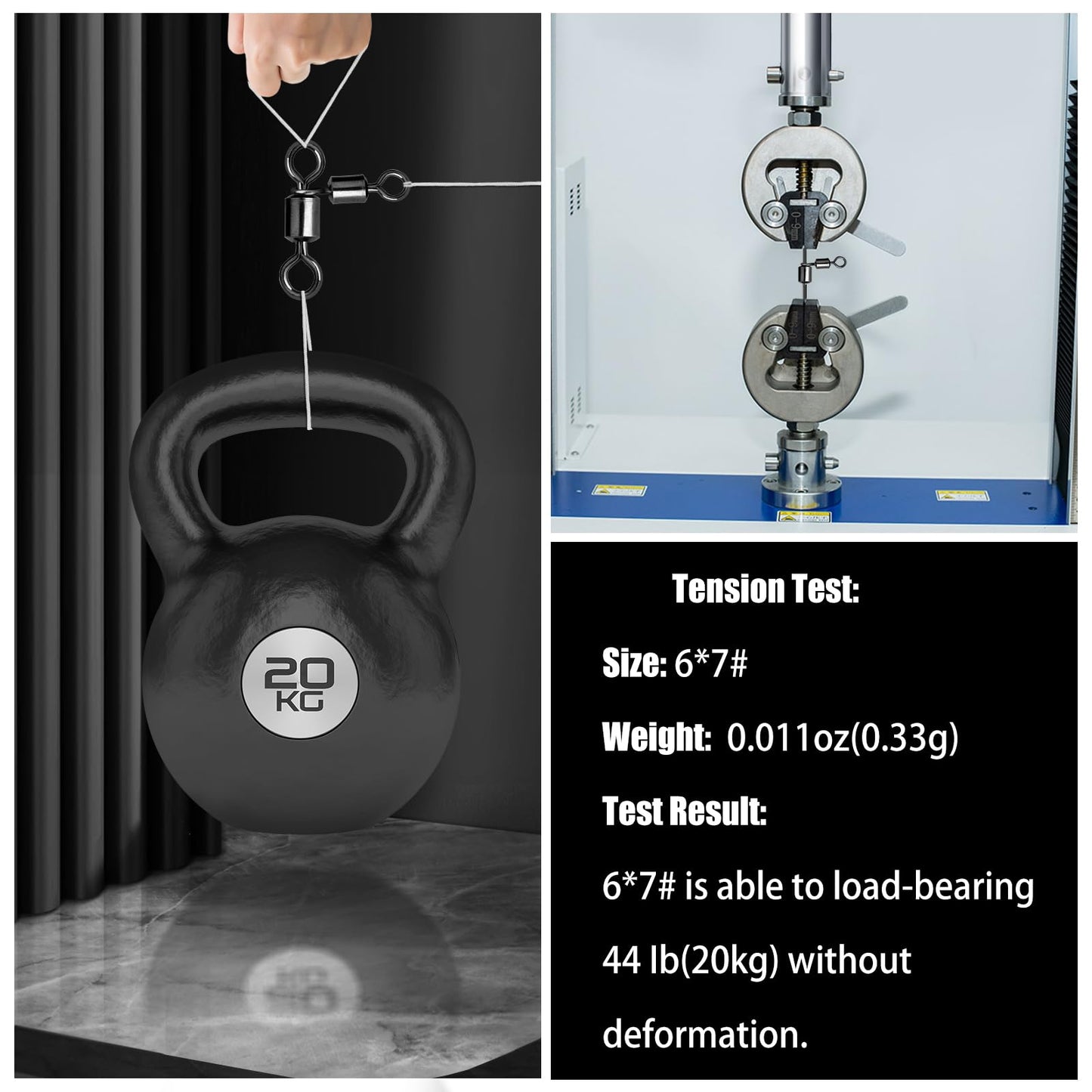 FishTrip 3 Way Swivel Fishing Tackle - 50pcs Black T-Turn Three Way Swivels Heavy Duty Saltwater for Catfish Rigs(2 * 3#)