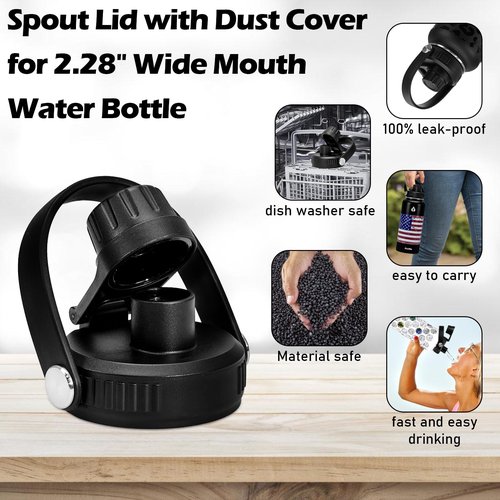 XccMe Spout Lid for Hydro Flask Wide Mouth with Flexible Handle,Chug lid for Hydro Flask 12,18,20,32,40 oz,Replacment lids for Most Wide Mouth Sports Water Bottles,Easy to Carry and Leakproof (1PACK)