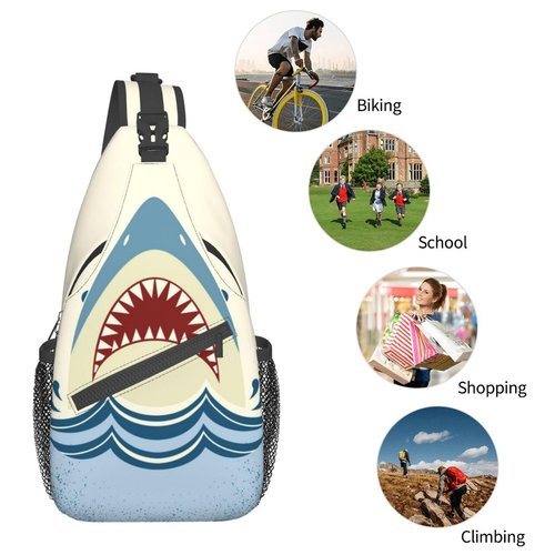 Shark Sling Backpack Chest Bag Crossbody Shoulder Bag Gym Cycling Travel Hiking Daypack For Men Women