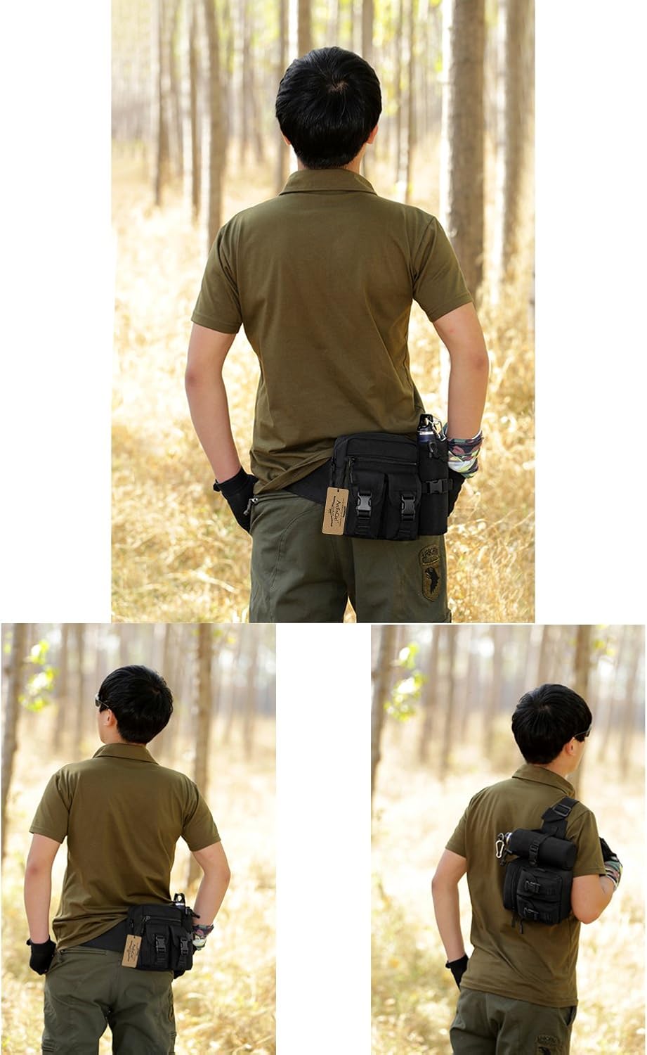 ArcEnCiel Tactical Fanny Pack Waist Bag Hip Belt Outdoor Fishing Bumbag with Water Bottle Pocket Holder