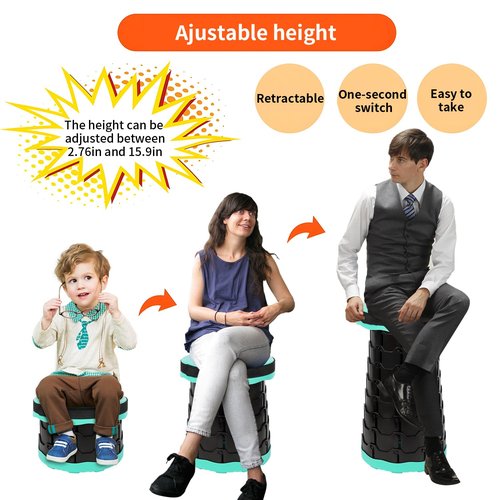 NEUEFAMI Portable Collapsible Stool - Retractable, Lightweight for Fishing, Hiking, BBQ - Green, 400lb Capacity