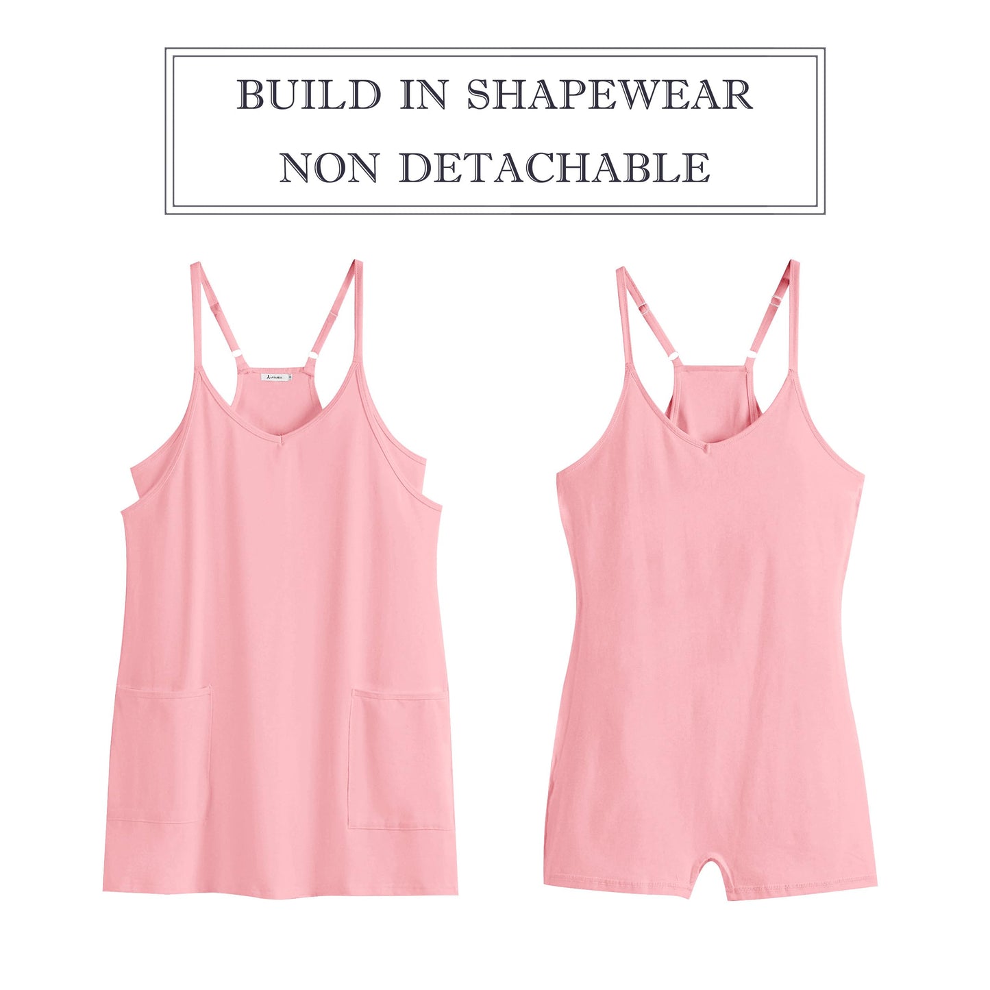 ANRABESS Women Athletic Dress Summer Tennis Workout Active Sports Mini Romper Dress Built in Shorts Travel Vacation Clothes Pink XX-Large