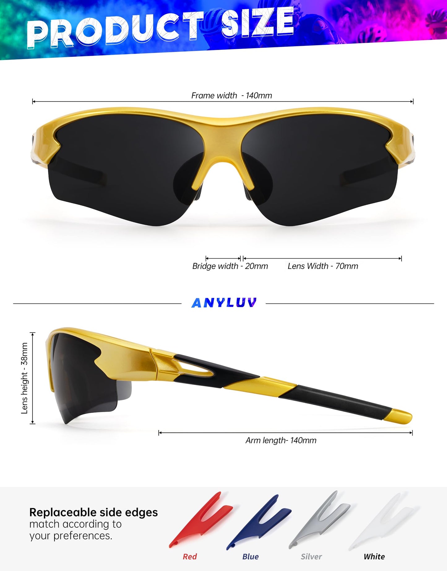 ANYLUV Sports Sunglasses for Men Women Outdoor Cycling Glasses Polarized Sunglasses for Outdoor Cycling Baseball UV400