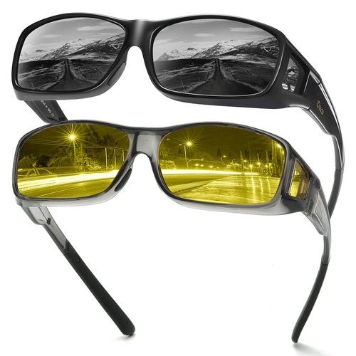 DUCO Wraparound Fitover Glasses 8953 Polarized Wear Over Night Vision Sunglasses for Men Women 8953Y-4