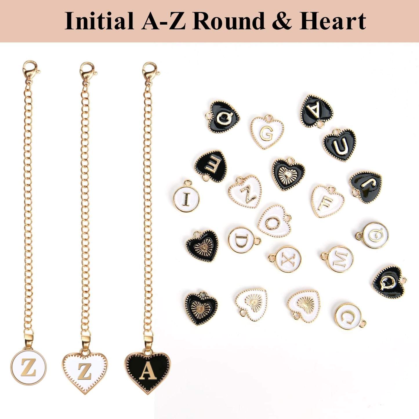 ibeacos Letter Charm Accessories for Stanley Cup, 3PCS Name ID Letter Handle Charm for Stanley/Simple Modern Tumbler, Round &Heart Shape Initial Identification Charms, 3PCS - C