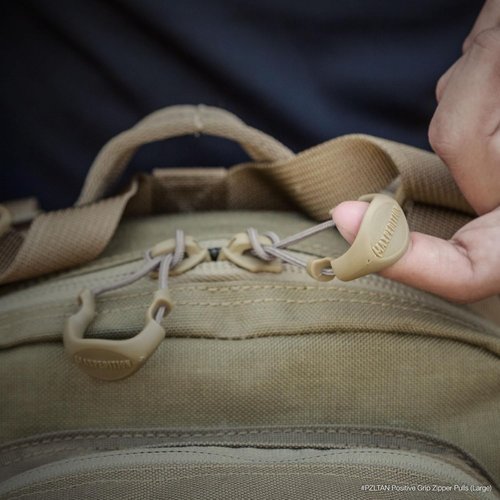 MAXPEDITION Positive Grip Zipper Pulls (Large, Tan) Pack of 6, Zipper Pull Replacement for Tactical Backpack, EDC Pouch, Bug Out Bag & Luggage, Sling Pull Tab, PZLTAN