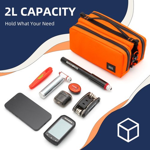 ROCKBROS Bike Top Tube Bag, Lightweight Bike Frame Bag, Waterproof Bicycle Bag, 2L Capacity Bike Storage Bag