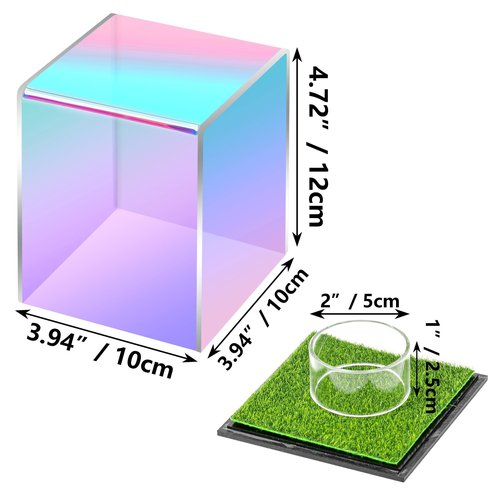 YHNTGB Baseball Display Case Acrylic Cube Box UV Protected Holders Clear Laser Memorabilia Show with Grass Pad for Autograph Ball Storage