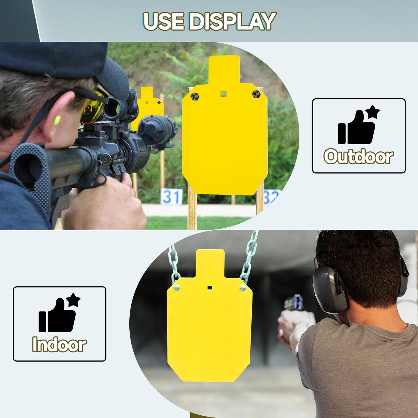Eydutoi AR500 Steel Target for Shooting with Steel Painting Stencil,Yellow 1/2" Thick Gong Silhouette Metal Target,7" W×12" L,Shooting Targets for The Range