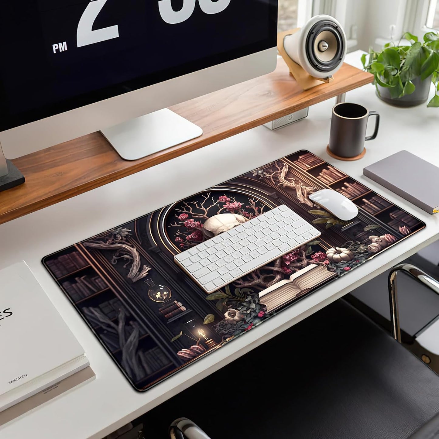 Japanese Desk Mat Riverside Full Moon Desk Pad Black Red Large Mouse Pad Gaming Mousepad Extended XXL Keyboard Pad 31.5 x 15.7 in Laptop Computer Mouse Keyboard Mat for Office Desk Decor