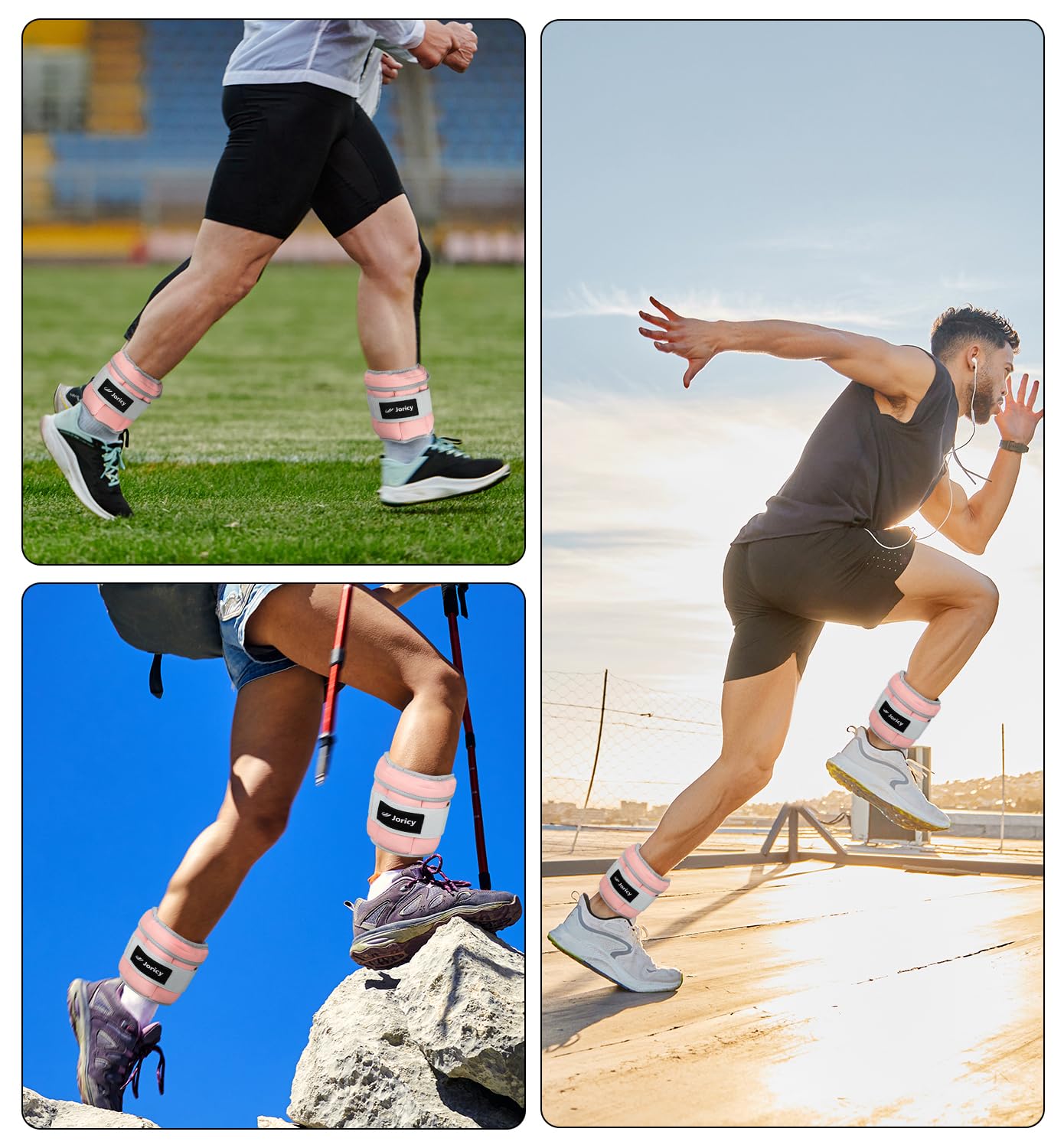 Adjustable Ankle Weights for Women Men 1 Pair 2 4 6 8 10 LBS Leg Weight Hand Arm Wrist Weights with Removable Weight, 1-5 LB Each Ankle Strength Training Weight for Gym Fitness Walking Running, Pink