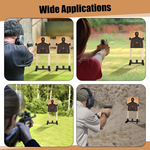 Shappy 30 Pcs Shooting Targets Stand 2 Adjustable Stand Base with 20 Paper Shooting Target Cardboard Silhouette 8 Large 2.4 Inch Binder Clips for Rifle Gun Pistol Practice