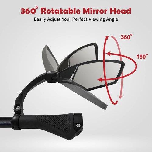 Hafny Handlebar Bike Mirror – HD Glass, Wide Angle, Adjustable 360° Rear View – Shatterproof, Anti-Glare, Premium, MTB, E-Bike, and Commuter Cycling Safety, HF-MR095