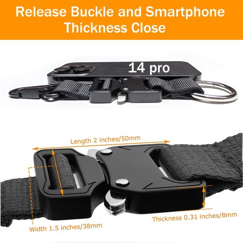 aYrap military stainless steel tactical keychains for men, quick release keychain key clip for belt EDC Gear accessories with HK Clip Heavy Duty Carabiner Include Black