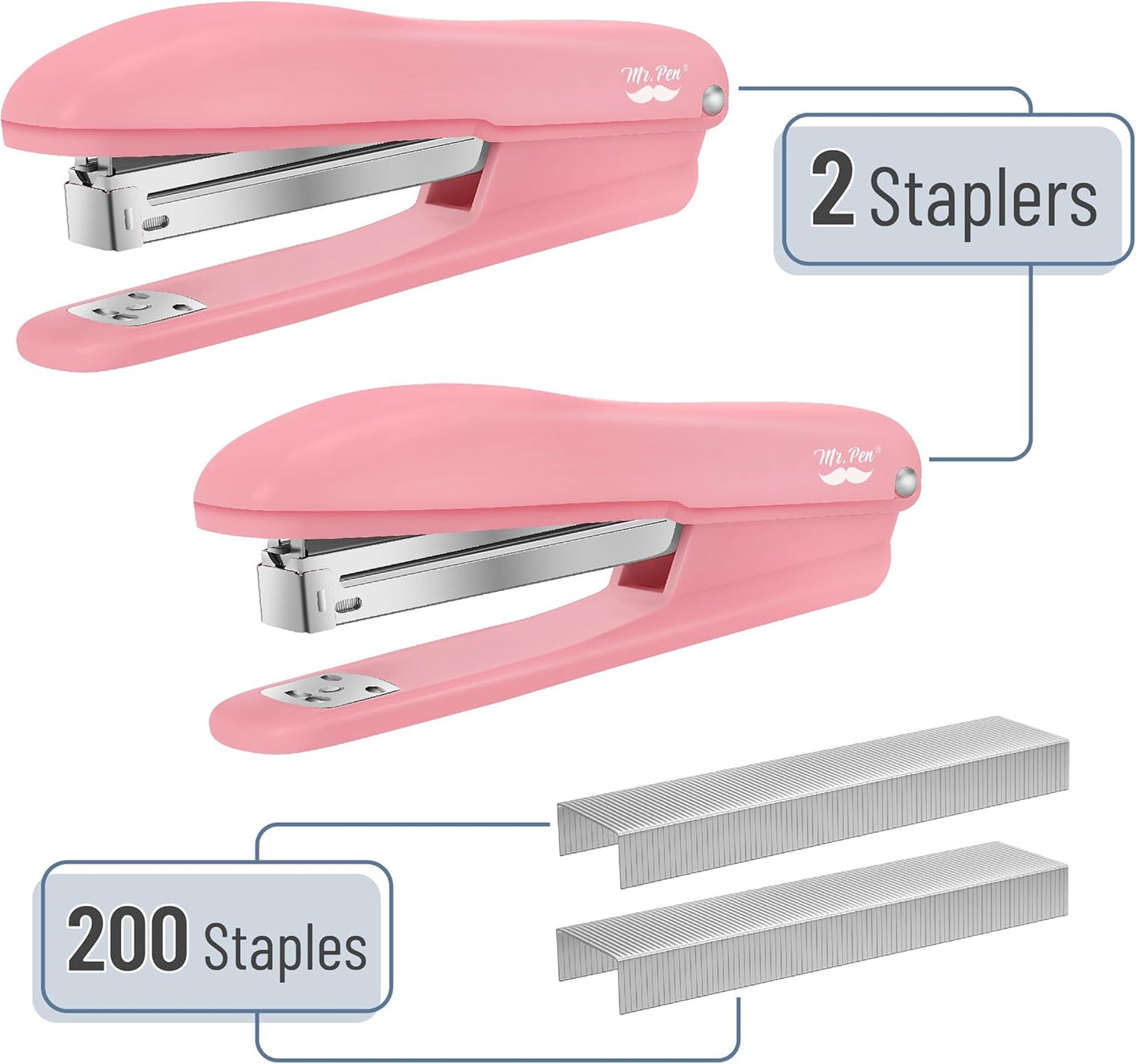 Mr. Pen- Staplers with 200 Staples, 20 Sheet Capacity, Pack of 2, Staplers for Desk, Office Stapler, Desk Stapler, Stapler with Staples, Black Stapler, Paper Stapler, Stapler and Staples