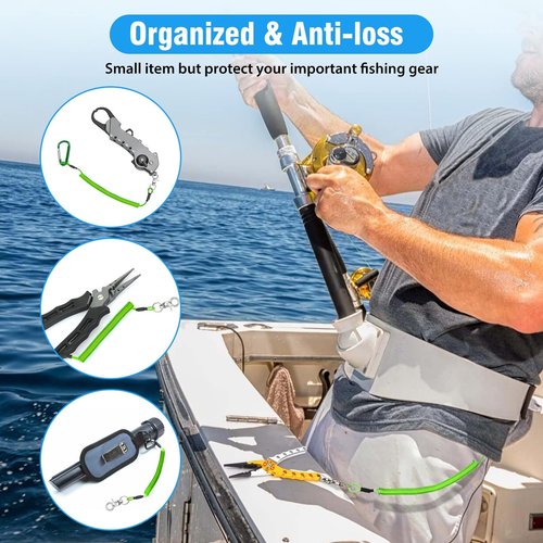 TSV Fishing Lanyard, Retractable Safety Coiled Lanyard with Carabiner Keychain, Kayak Tether Rod Leash, Tool Lanyard for Hand Tool