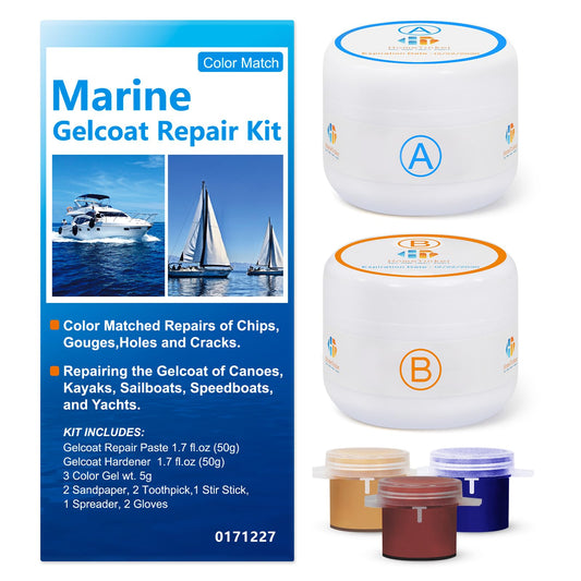 Gel Coat Repair Kit for Boats(Color Match), Marine Fiberglass Repair Kit, Fiberglass Boat Repair Kit,Premium Marine Gelcoat Epoxy Filler,Repair Chips Cracks Pits Holes for Gelcoat Fiberglass Porcelain