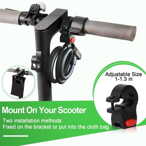 BANGTING Electric Scooter Lock, Bike Locks, 120cm/12mm Bike Lock Cable, Bike Lock with 2 Key for Bicycle/Scooter/Ebike/Stroller/Kids Bike/Moped