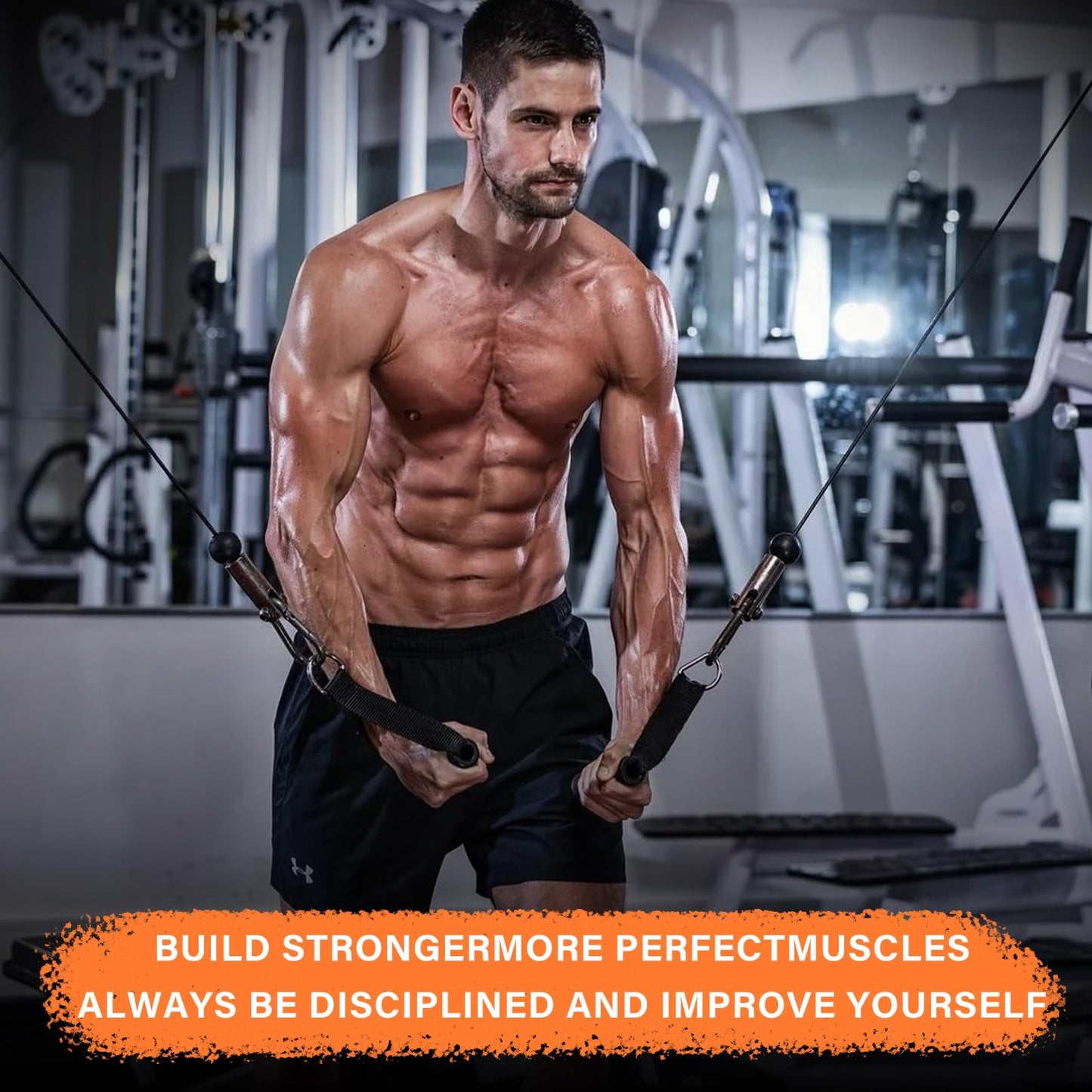 5-Way Hand-Grip/Ankle Cuffs Gym Handles Replacement for Bowflex Gym Fitness Handle,Resistance Bands Handles with Solid ABS Core Grips Fitness Strap Stirrup Handle Cable Attachment Silicon Grip, Black