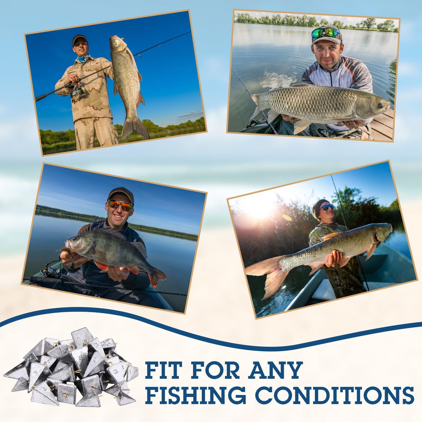 Glimin 36 Pcs Pyramid Fishing Weights Sinkers 2 oz Saltwater Fishing Sinkers Pyramid Sinkers Rig Fishing Gear Tackle Surf Fishing Casting