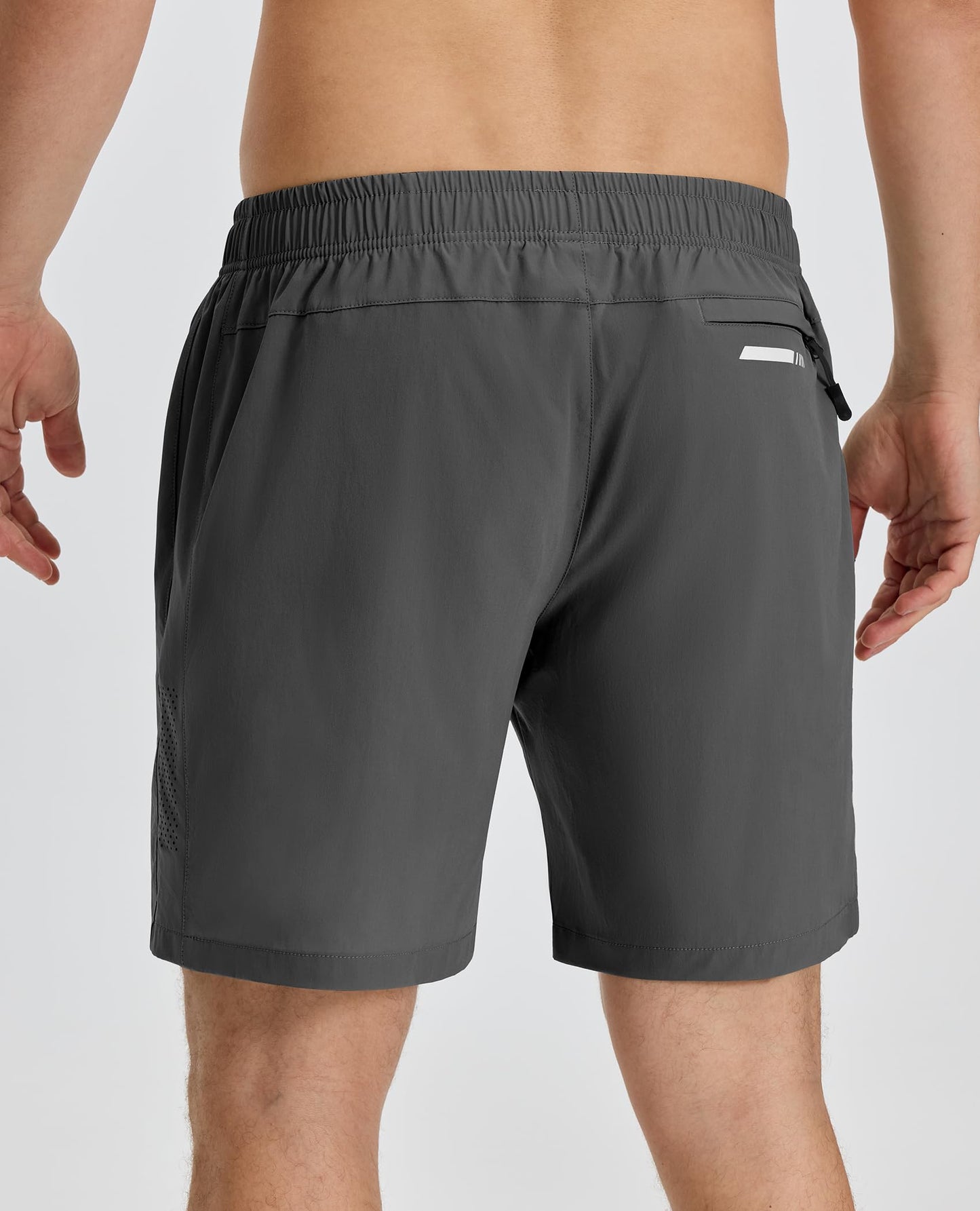FOGFIRE Men's Athletic Running Shorts with Zipper Pockets Quick Dry Drawstring 7" Gym Shorts for Basketball Workout Jogging-Dark Grey