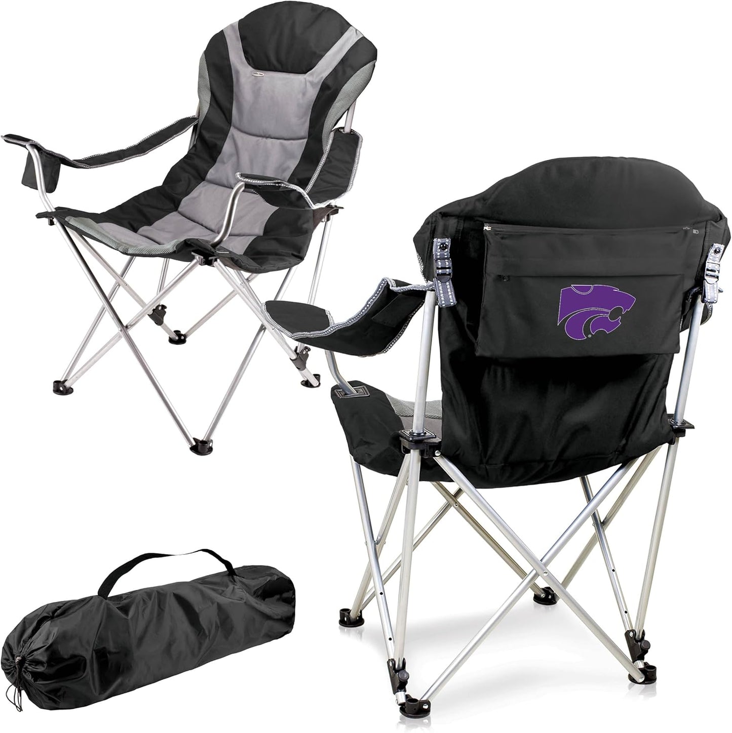 PICNIC TIME NCAA Arkansas Razorbacks Reclining Camp Chair - Beach Chair for Adults - Sports Chair with Carry Bag