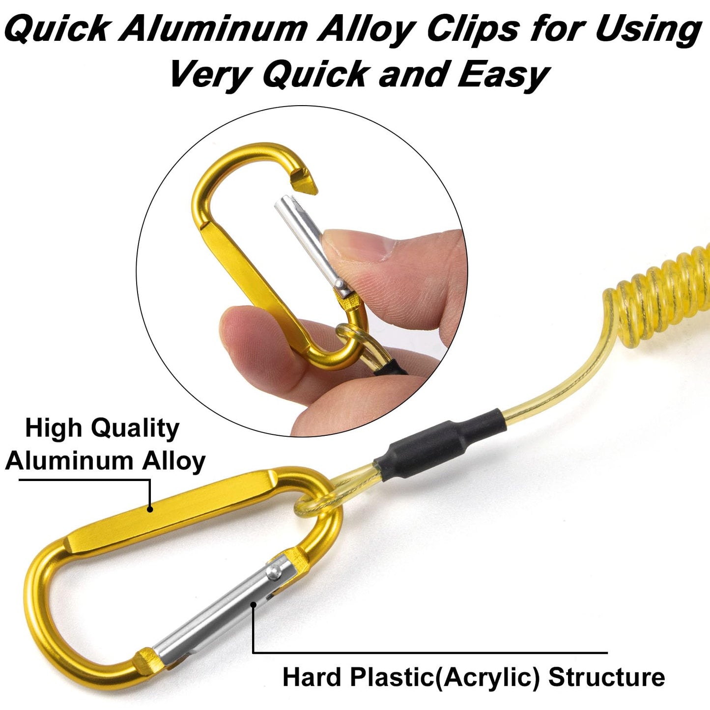 Alwonder 6-Pack Fishing Lanyards Tool Lanyards for Hand Tools, Retractable Tool Lanyard Steel Wire Coiled Ropes Safety Tether Fly Fishing Lanyard for Pliers Scissors Fishing Gear Gray 47.2IN