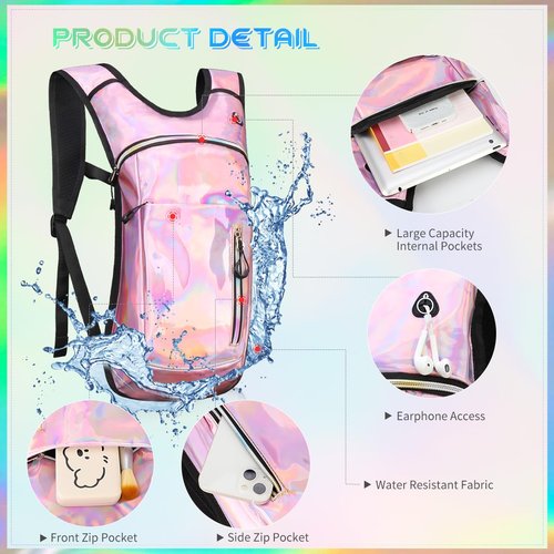 Cofurni Hydration Backpack with 2L Water Bladder, Raves Water Backpack, Lightweight Insulation Hydration Pack for Men and Women, Suitable for Music Festivals, Raves, Hiking, Climbing, Activities