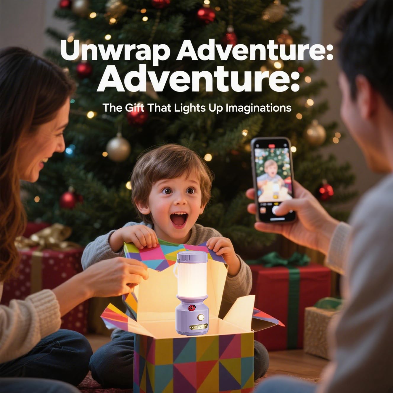 HOMY Ladybug Night Light for Kids, Retro 7-Star USB Rechargeable Camping Lantern, 3-Color Dimmable LED, Tent Hook & Handle, Safe Night Light for Outdoor/Kids Camping Essentials