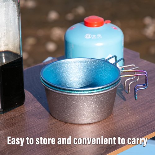 TiTo Titanium 500ML Titanium Sierra Cup Bowl with Handle Portable Lightweight Cookware for Outdoor Camping, Hiking, Backpacking, Picnic, BBQ Kitchen Tableware (rose)