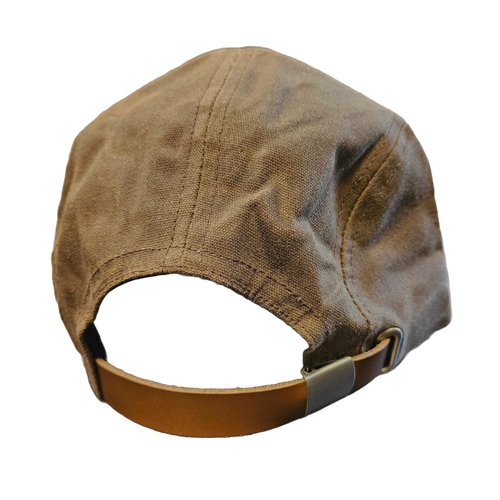 Quint Fishing Cap - 5 Panel Waxed Canvas Brown Hat with Pockets & Bendable Brim - Shark Hunter Costume Orca Boat Captain - Boating Fisherman Rugged Waterproof Headwear