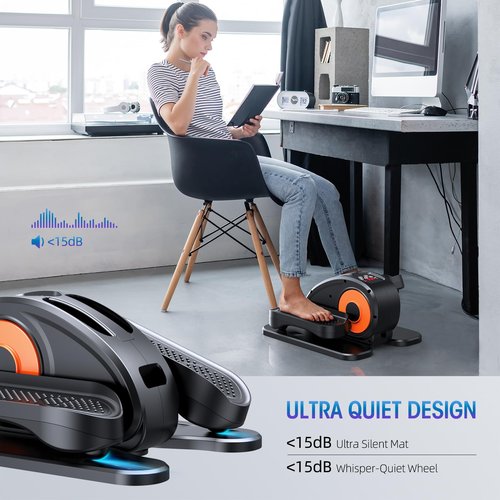 GUGTTR Under Desk Elliptical Machine, Quiet & Portable Seated Pedal Exerciser with 12 Adjustable Speeds & Remote Control, Low-Impact Electric Ellipse Leg Exerciser for Cardio & Strength
