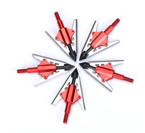 KTGCOZS Pack of 3 Replacement New BloodRunner Broadheads 100Gr 2 Spring Slide Retractable Blade Arrow Tips (Red)