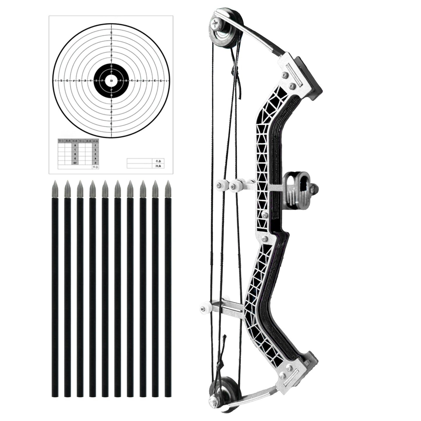 Archery Set Compound Bow Stainless Steel Training Bow Outdoor Sports Hunting Cool Stuff Professional Competition Black Style Length 10 inches