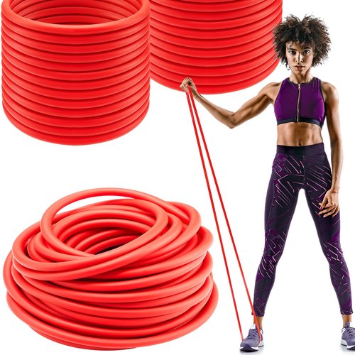 Wesnoy 1 Roll Resistance Tubes Latex Elastic Tubing 50ft Exercise Bands Exercise Tubing for Physical Therapy, Lower Pilates, at Home Workouts, Rehab Core Exercise(Red, Beginner Level 3)