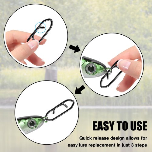 Darlingao 50 Pcs Speed Clips for Fishing Lures, Fishing Speed Clips, Fishing Snaps Saltwater, Freshwater Stainless Steel, Fishing Quick Clips, Fishing Clips Quick Change, Small Size