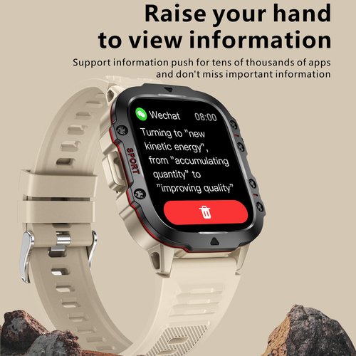 Military Smart Watch Answer Make Calls Smartwatch Compatible iPhone Android Phones 1.96" Fitness Tracker Heart Rate Monitor Sleep Monitor Pedometer