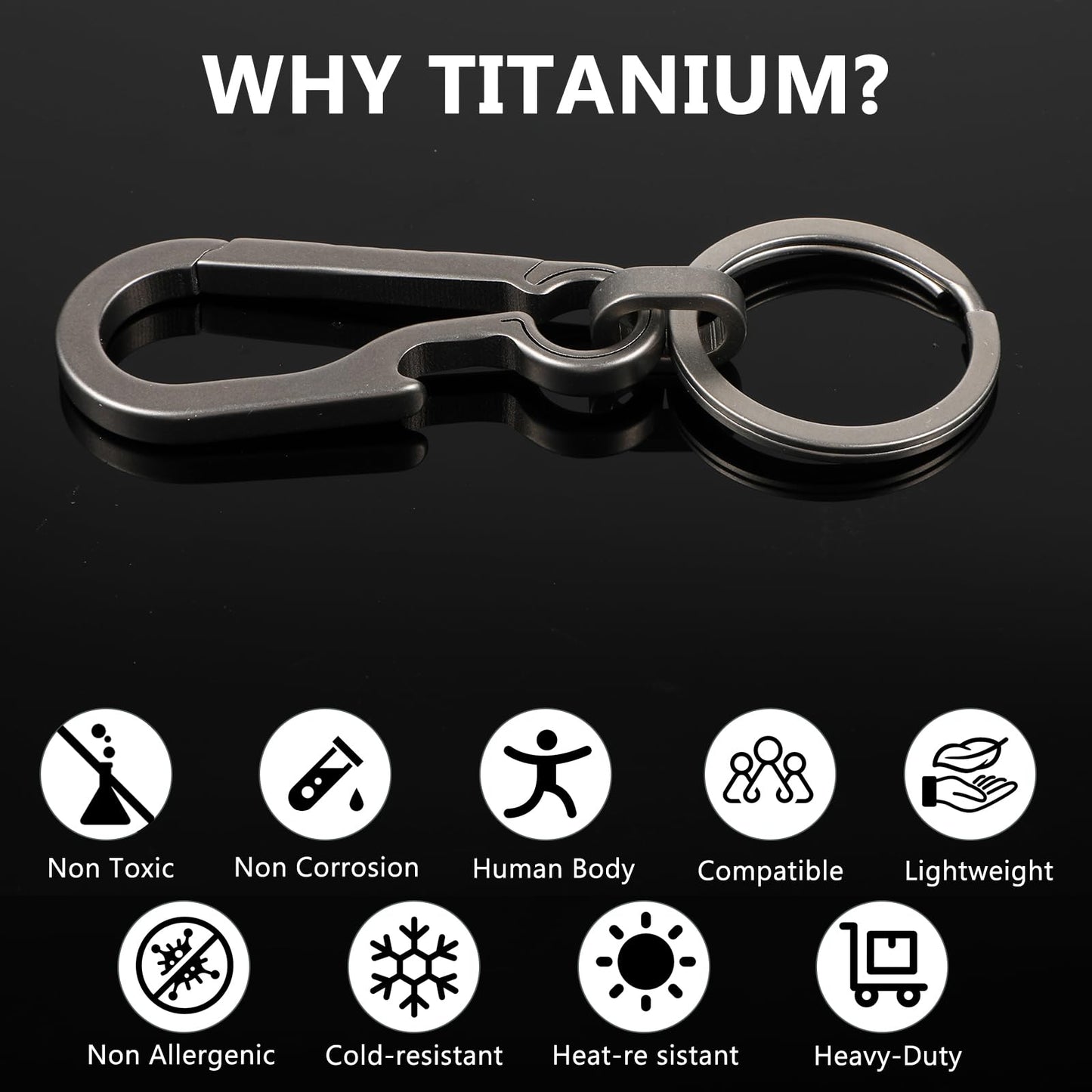 Gjinxi Titanium Carabin Clip Hook Small Heavy Duty Keychain Grips Multifunctional Backpack Clasps Carabin Anti Lost Quick Release Key Chain Organizer Accessory (1Pc)