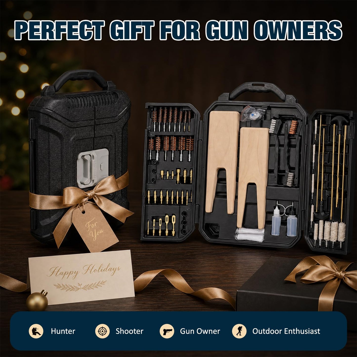 Universal Gun Cleaning Kit for All Caliber Compatible with Pistol Rifle Handgun Shotgun Hunting with Brass Rods and Cleaning Stand