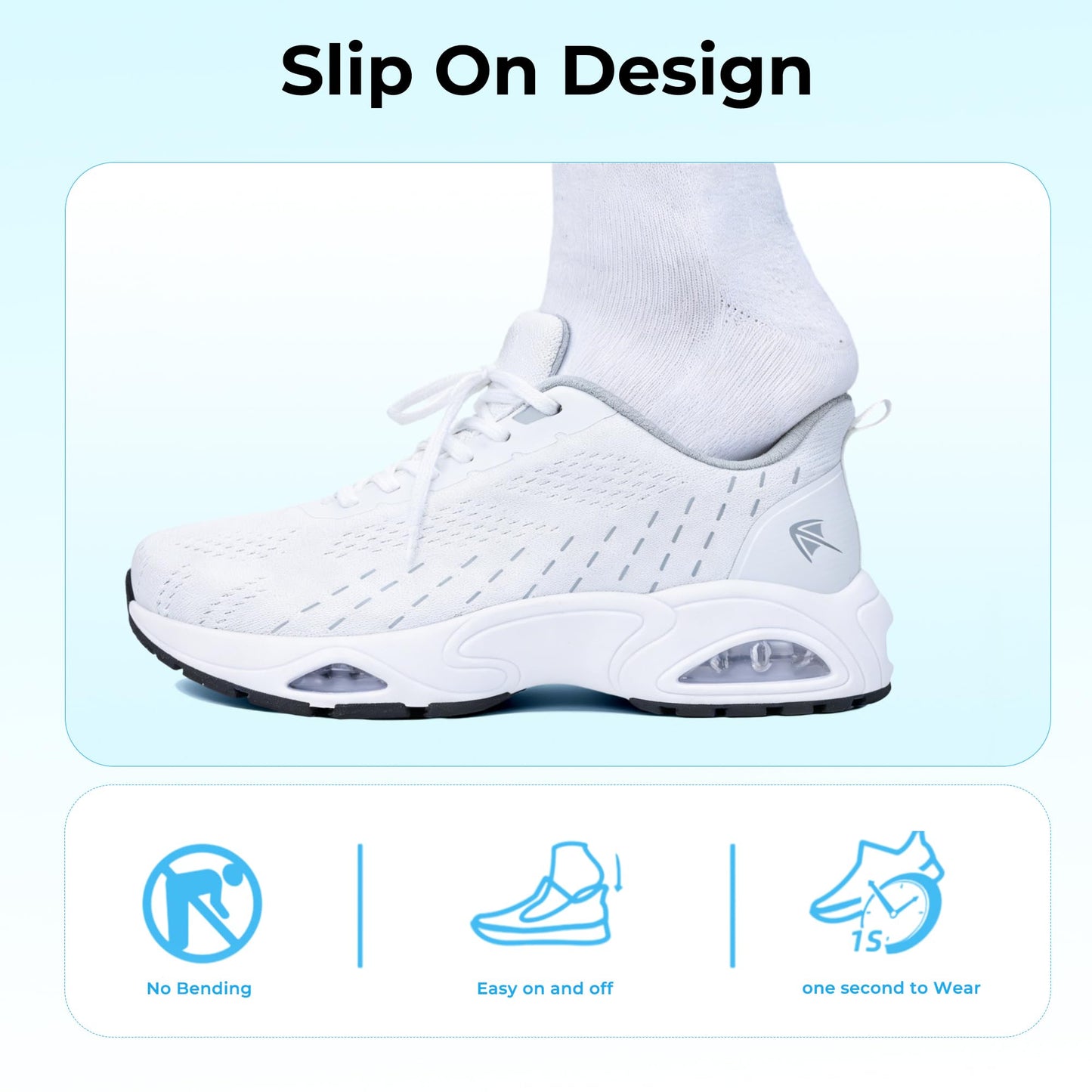 AOV Wide Toe Box Running Shoes for Men Arch Support Walking Sneakers Plantar Fasciitis Orthotic Tennis Slip On Shoes for Gym Workout Jogging White Size 13